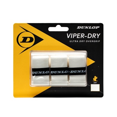 Dunlop Overgrip Viper Dry 0.6mm (ultra suchy i trwały) biały - 3 sztuki